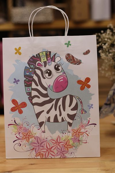 demontecraft 2 τεμάχια Safari Pattern Χάρτινη τσάντα Zebra Pattern 26x33x12