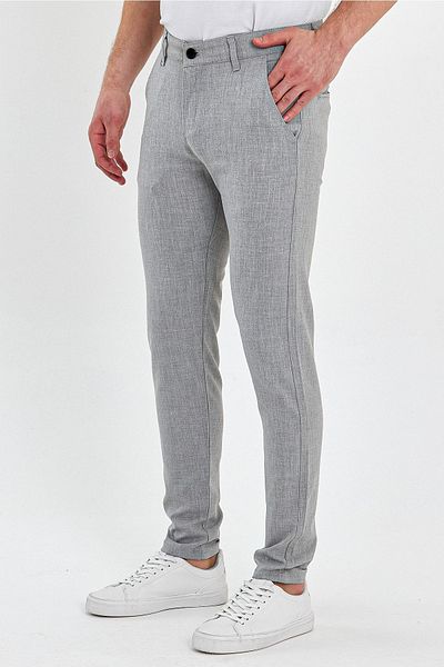 ElitWear Men's Slim Fit Gray Fabric Trousers