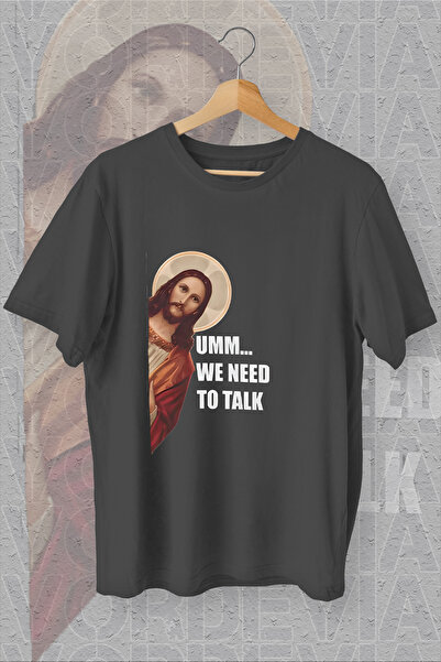 Vordevia Jesus - We Need To Talk Tricou amuzant negru supradimensionat imprimat