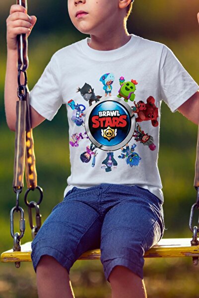 LİN GRUP Kız-erkek Browl Stars Baskılı Tişört T-shirt