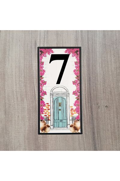 bimbambom Door Number, Bougainvillea Patterned Numeral Door Number