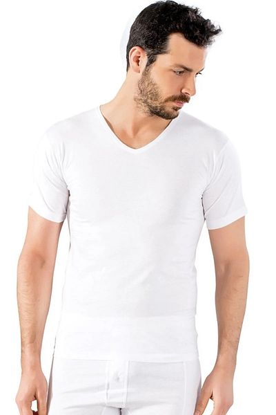 by İGP White 100% Cotton, V-neck Short Sleeve Men's Combed Cotton Undershirt, T-shirt, Undershirt