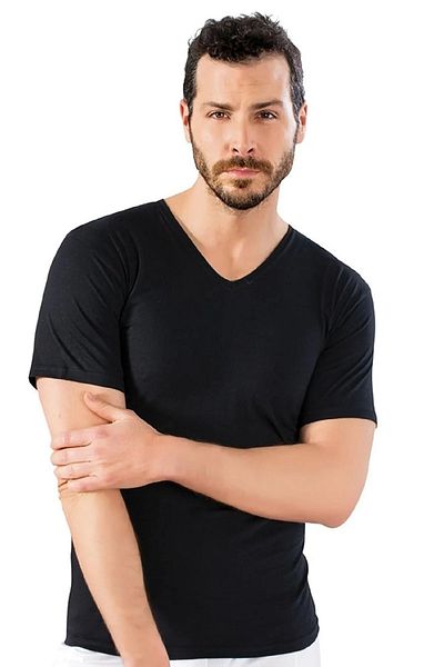 by İGP Μαύρο 100% βαμβάκι, ανδρικό κοντομάνικο με λαιμόκοψη χτενισμένο εσώρουχο, μπλουζάκι, εσώρουχο