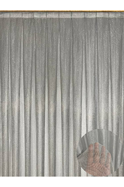 MebelPort Curtain Simli Zırh Desenli Tül 1/3 Sık Boru Pileli