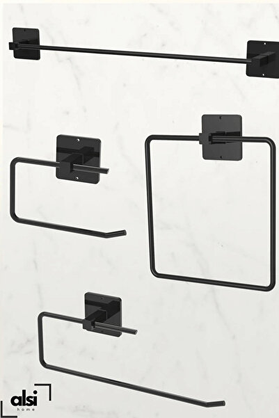 ALSİ HOME Yapışkanlı 4 lü Siyah Uzun Havluluk Rulo Havluluk Wc Tuvalet Kağıtl...