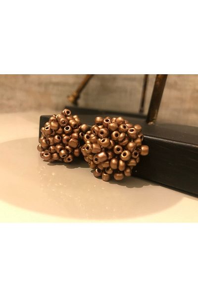 ArsenDesign Large Ball Earrings with Copper Sand Beads