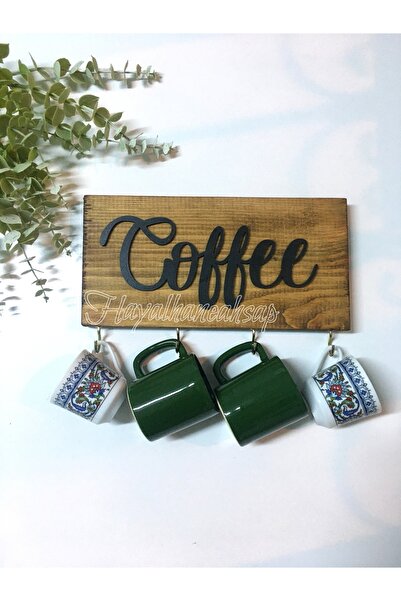 HAYALHANE AHŞAP Bi Kahve Fincan Askılığı Masif Ağaç Muftak Askısı 12x25 Cm Ka...