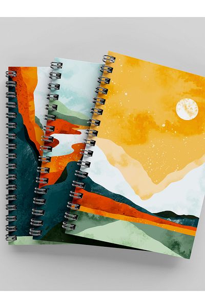 Apeirona | Limitless Art دفتر ملاحظات غير مبطن مكون من 3 قطع - حلزوني فولاذي - مقاس A5 - إجمالي 270 ورقة - ورق منسوج بلون عاجي عاجي