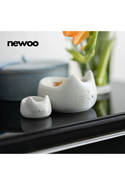 newoodesign Newoo Marble Look Decorative Cat Figurine Bowl Set - Indoor Keychain