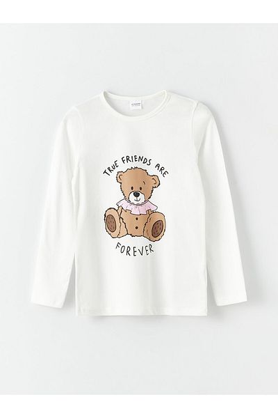 LC Waikiki Crew Neck Printed Long Sleeve Girl's Pajama Set