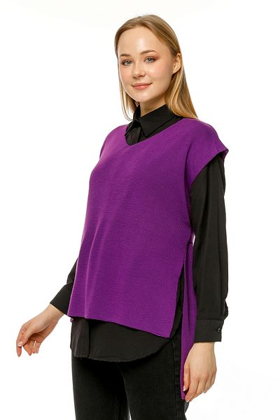 MA ananas Women's V-Neck Belted Long Knitwear Sweater