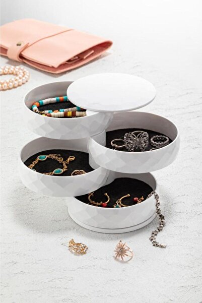 Nesto Home منظم مجوهرات ومكياج أسطواني قابل للدوران مكون من 4 طبقات