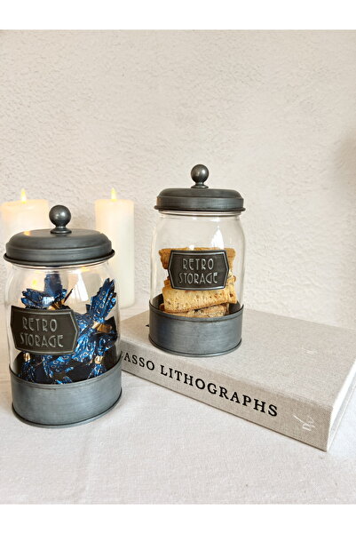 KaiHome Single Country Style Retro Galvanized Glass Jar & Storage Container