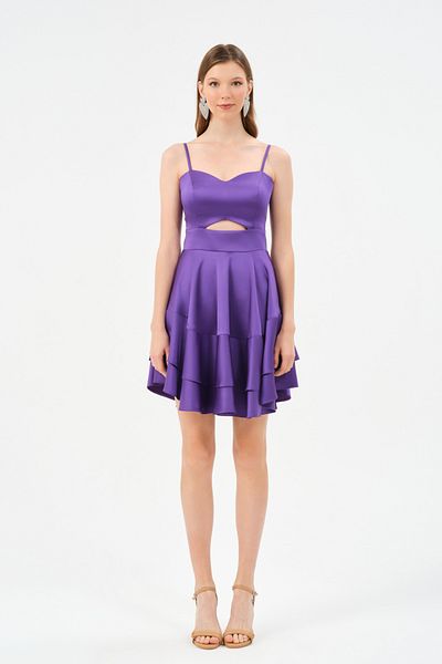 DANS ABİYE Strappy Satin Midi Length Evening Dress