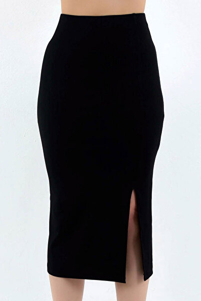 CoolLook Fusta creion din lycra, cu talie înaltă elastică, cu șliț frontal, l...