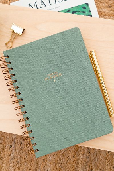 Matt Notebook A5 Spiral Linen Timeless Planner Agenda Green