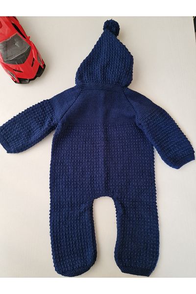 Butik Hobby Cafe 3-6 Months Hand Knitted Hooded Baby Rompers