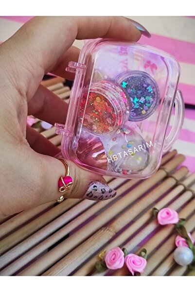 hbtasarim Glitter Far Jel Simli Kremsi Far Jel Lipgloss Özel Çantalı Kutusunda