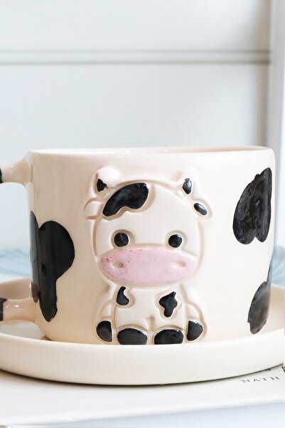 Genel Markalar Inek Figürlü El Yapımı Seramik Mug 170ml
