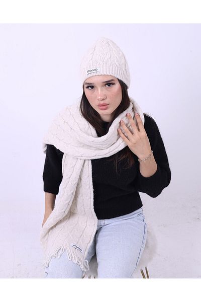RTD&VLD RTD & VLD Women's Knitted Pattern Knitwear Scarf Beanie Set