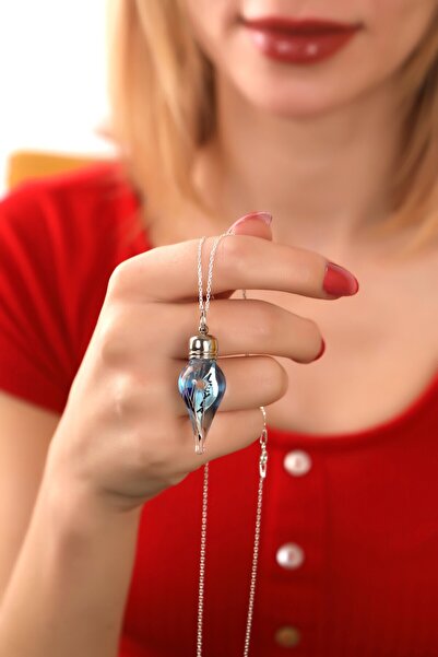 HomSilverjewelry 925 Ayar Gümüş Kişiye Özel İsimli Mavi Pembe Gül Detaylı Cam...