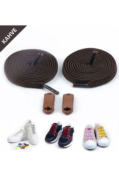 AiryFooT Takbırak Elastic Shoe Laces, Smart Laces, New Generation Laces, Brown