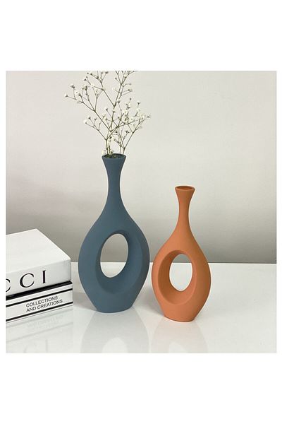 stilinbu Κεραμικό βάζο Bohemian Hitite - Σετ 2' H3035 (Kozyekim Blue-Tile)