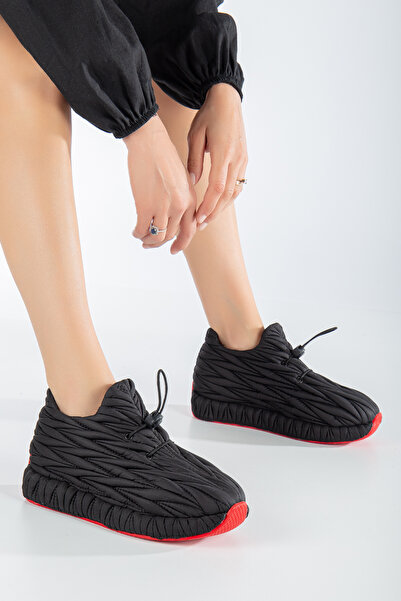 LULO Trend Şık Tarz Çabasız Şıklık 3 cm Sneaker Rahat Kalıp Siyah Spor Ayakkabı