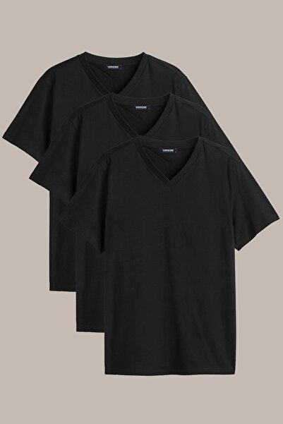 COMEOR Tricou multicolor pentru bărbați, 100% bumbac, croială normală, decolt...