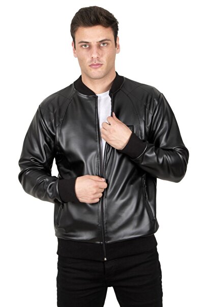 DeepSEA سترة معطف لراكبي الدراجات النارية بياقة جامعية من الجلد الصناعي بسحاب...