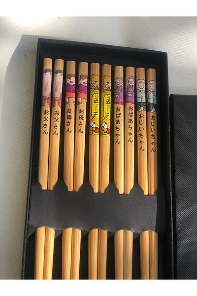 Tam Seramik Japanese Bamboo Chopstick Family Set 5 Pairs Boxed
