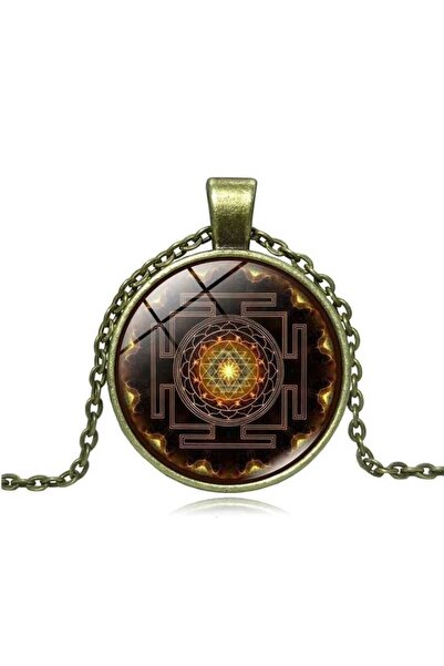 Alsade سري ياترا الهندسة المقدسة ماندالا الزجاج الكربون شقرا قلادة