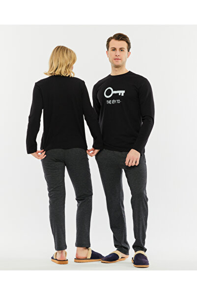 YHGTEKSTİL Çiftlere Özel Kombin Kalbimin Anahtarı Pijama Takımı