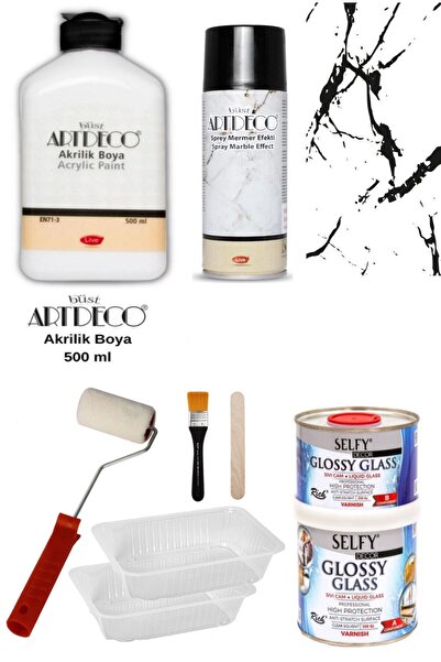 GLANCE Artdeco Boya 500 ml Beyaz Selfy Decor Glossy Glass 200 100gr Balkon,ba...