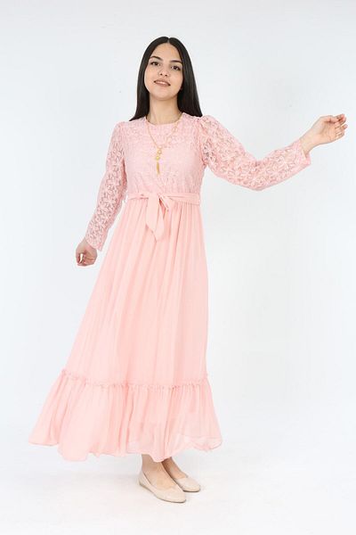 Jannock Costum rochie hijab cu căptușeală brodată pentru fetiță