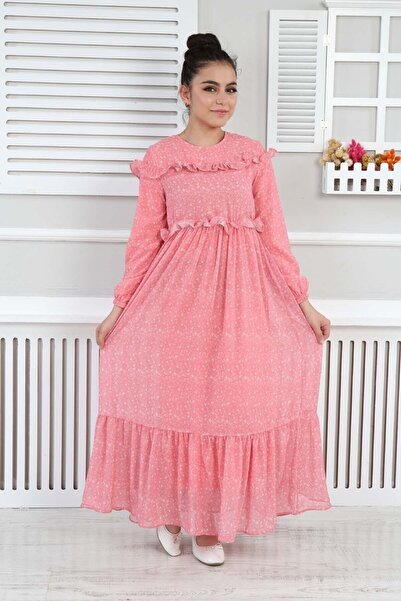 Jannock Kız Çocuk Günlük Şifon Uzun Elbise