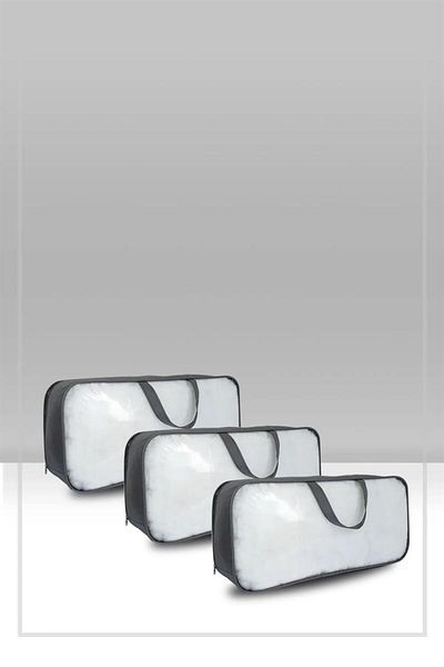 Vedsey Home Organizer Set of 3 60X30X18 cm Pvc & Transparent & Wire Luggage Holder
