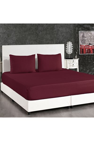 Alena Home Style Cotton Satin 100x200 Single Striped Elastic Sheet Set