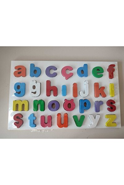MİNAHOBİ Ahşap Puzzle Türkçe Harfler (küçük) Alfabe Bul Tak Eğitici Oyuncak B...