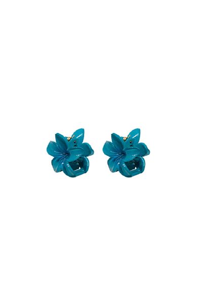 Roberta Lorenz Women's Double Mini Lotus Blue Latch Buckle| Flower Buckle| Aloha| Plumeria Creation