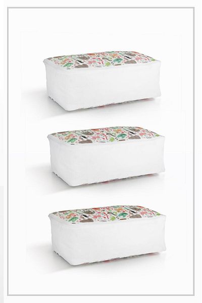 Vedsey Home Organizer Σετ 3 μεσαίου μεγέθους 50x25x20 cm - Παιδική οργάνωση ρούχων, χαριτωμένη βάση με μοτίβο και κάτω από τον καναπέ-κρεβάτι