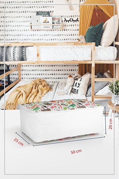 Vedsey Home Organizer 3'lü Set Orta Boy 50x25x20 Cm Baza & Çekyat Altı , Kıyafet Düzenleyici Çocuk Hurç Sevimli Desenli