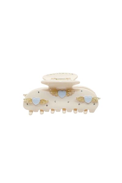 Roberta Lorenz Women's Angel Wings Stoned Beige Latch Buckle, Bow Addable, Quality Bone Material