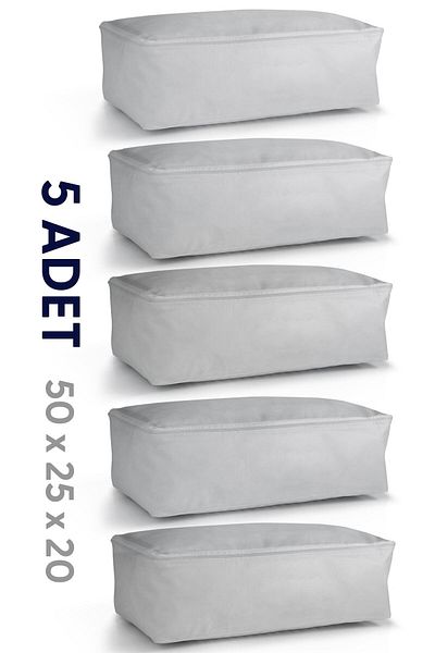 Vedsey Home Organizer Set of 5 Medium Size 50X25X20 cm - Clothes Organizer under Base and Sofa Bed, Gray