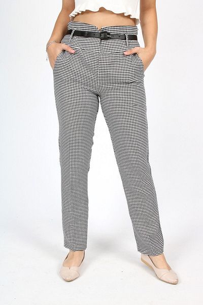 Jannock Pantaloni pentru fete cu talie înaltă, cu picior îngust, cu model, cu fermoar lateral, cu curea