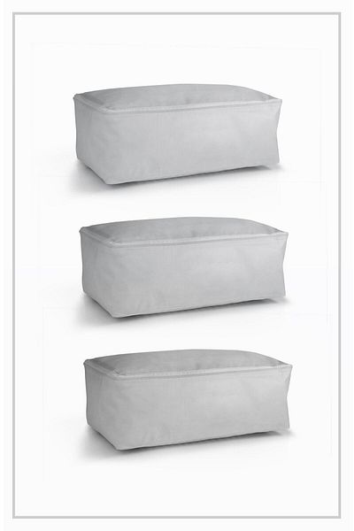 Vedsey Home Organizer Μεσαίου μεγέθους 50x25x20 εκ. Σετ 3 αποθηκευτικών χώρων και κάτω από καναπέ-κρεβάτι - Organizer ρούχων Hurç Grey