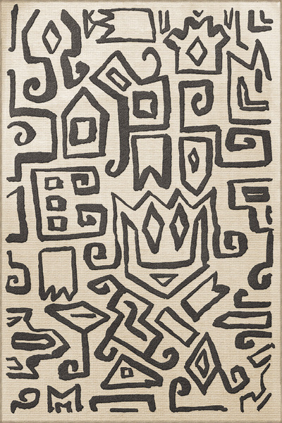 Rugs Modern Halı Siyah Bej Temalı Soyut Figür Desenli Kreatif Modern Dekorati...