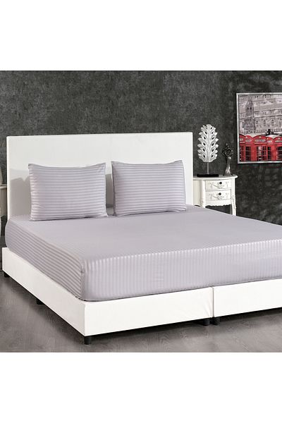 Alena Home Style Cotton Satin 100x200 Single Striped Elastic Sheet Set