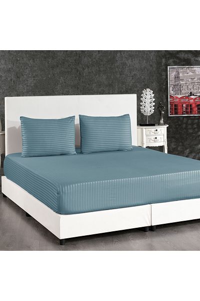 Alena Home Style Cotton Satin 180x200 Double Striped Elastic Sheet Set