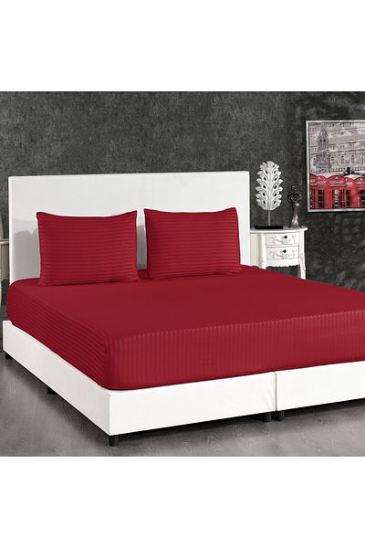 Alena Home Style طقم ملاءات مطاطية مخططة مزدوجة مقاس 180x200 من الساتان القطني